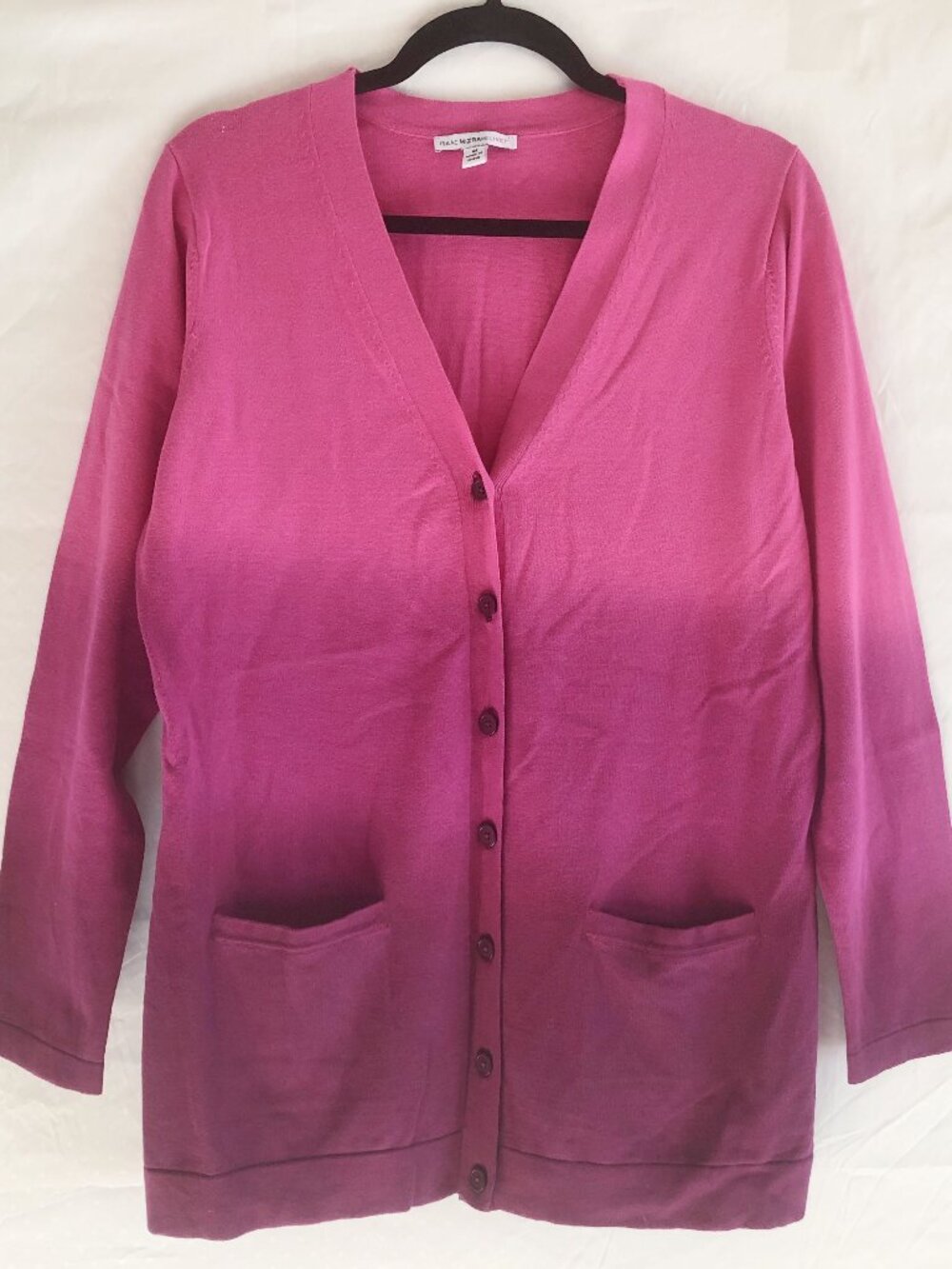 Isaac Mizrahi Live Purple Ombre Tie Dye Cardigan Sweater Size M